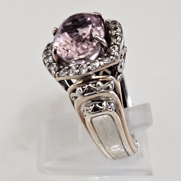 Natural Kunzite & Zircon Ring Palladium Sterling Silver 18k Rose Gold Sz 8! - Picture 10 of 12